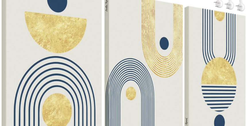 3 pieces of boho artwork on a transparent background